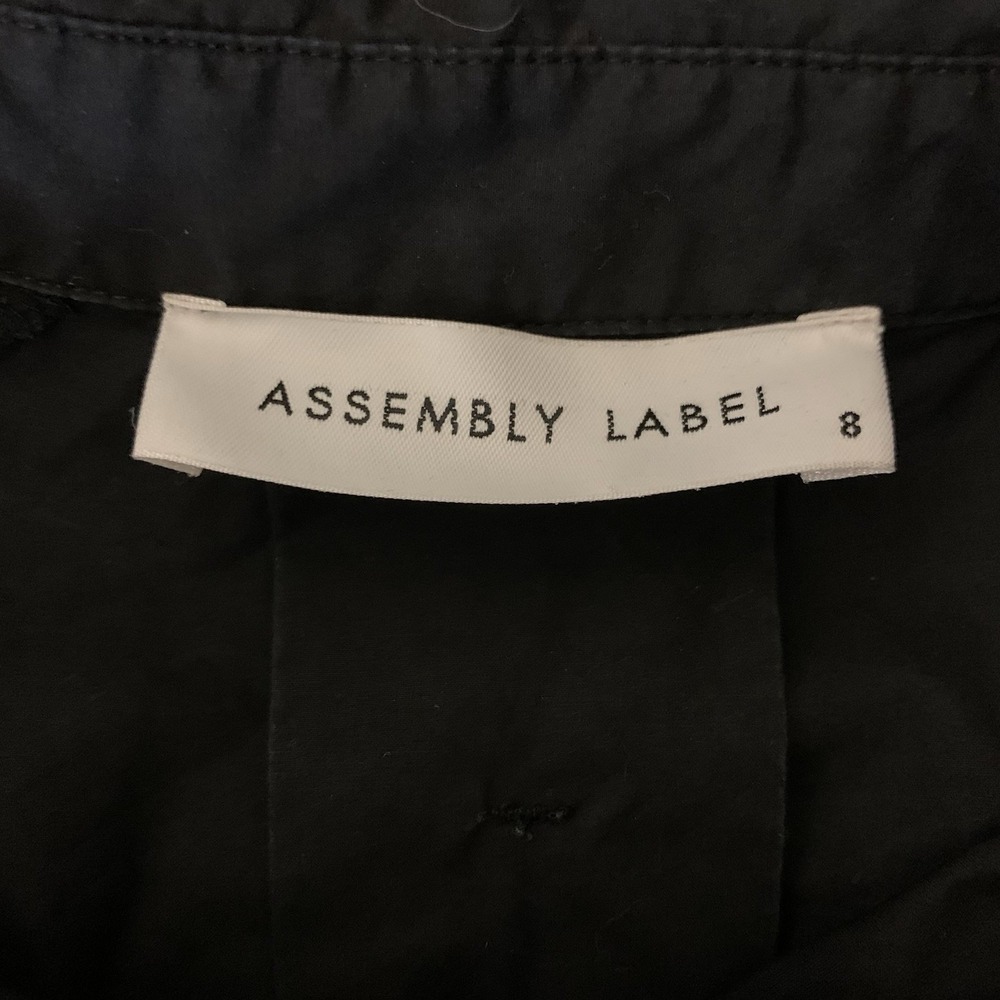 ASSEMBLY LABEL Black Cotton Shirt Dress Minimalist Button Front Long Sleeve 8 - Picture 3 of 4